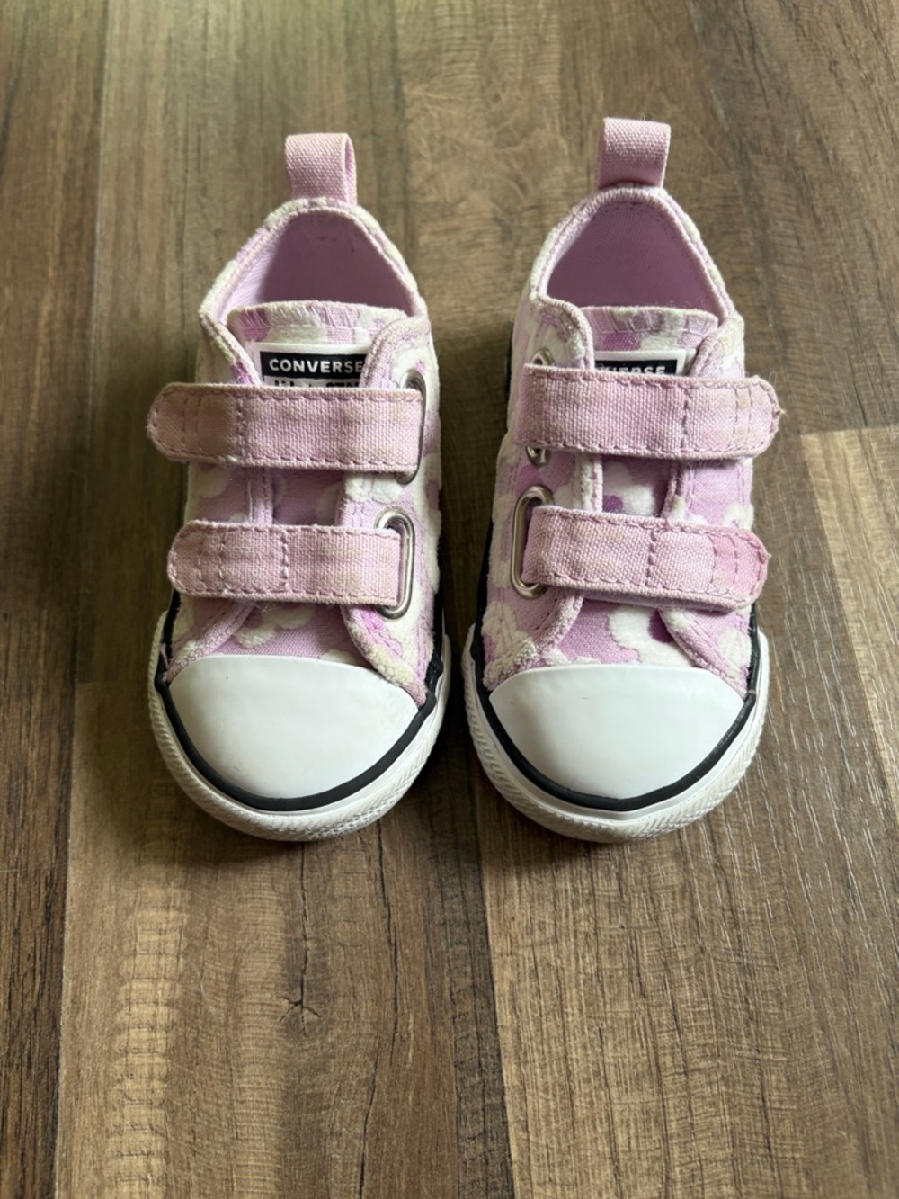 Converse Kids Pink Floral Velcro Canvas Sneakers